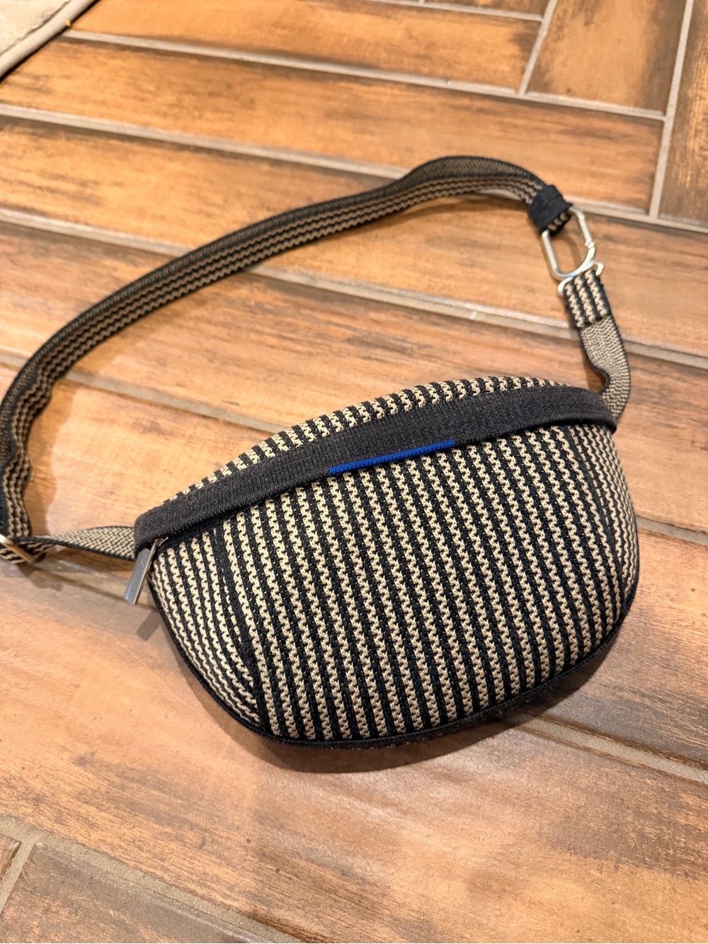 Rothy's Black and Tan Woven Crossbody Belt Bag